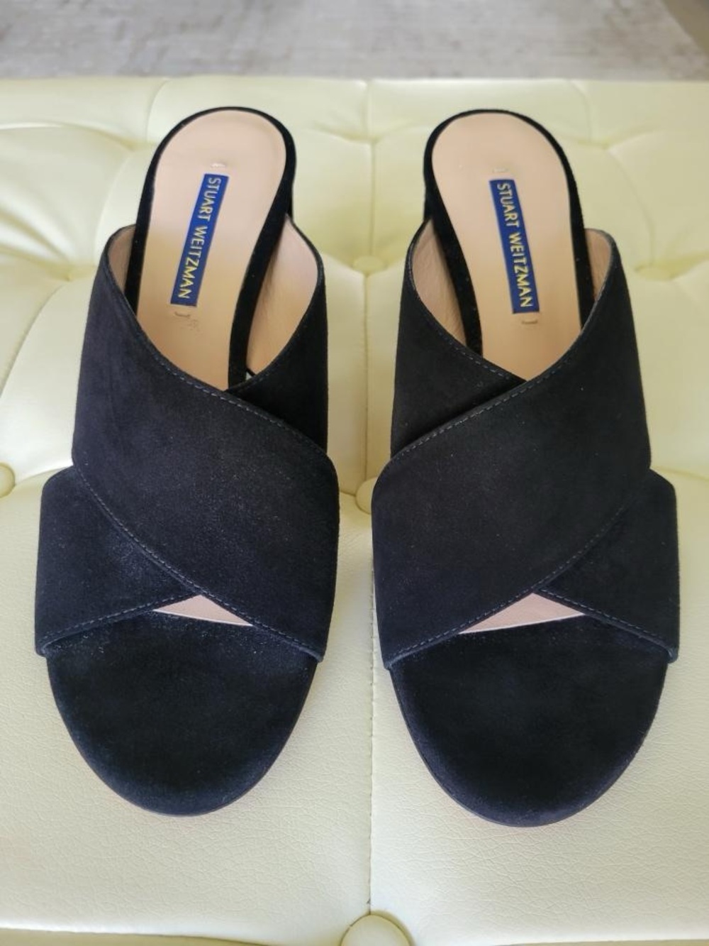 Stuart Weitzman Black Suede Mules